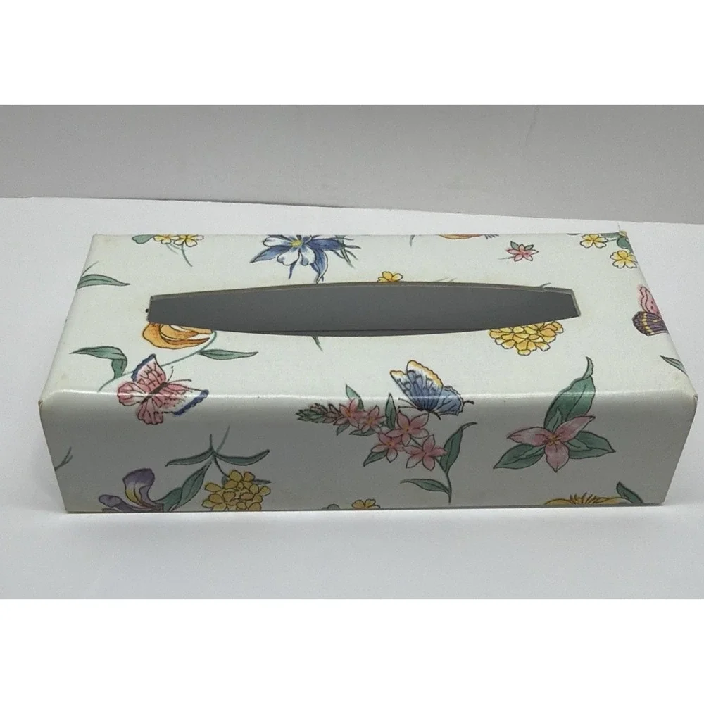 Vintage‎ Rectangle Plastic Tissue Box Cover Flower Floral Cottagecore Grannycore